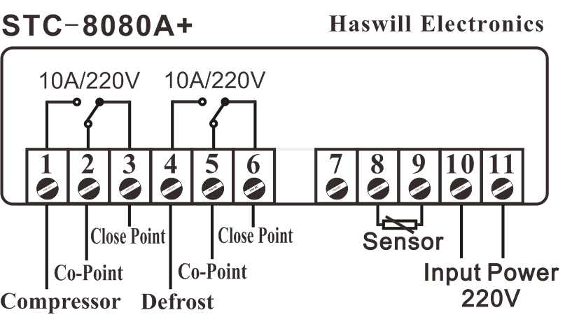 Схема подключения контроллера холодильника и размораживания stc-8080A+