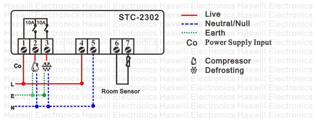 STC-2302-схема подключения цифрового регулятора температуры